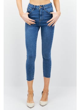 NEW LOOK Women Skinny Fit Mid Waist Washed Stretchable Denim, Blue  - Image 1