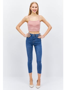 NEW LOOK Women Skinny Fit Mid Waist Washed Stretchable Denim, Blue  - Image 2