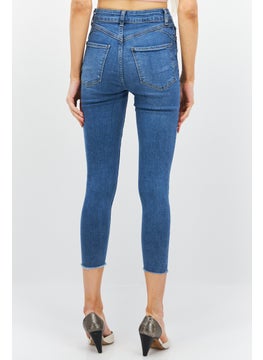 NEW LOOK Women Skinny Fit Mid Waist Washed Stretchable Denim, Blue  - Image 3
