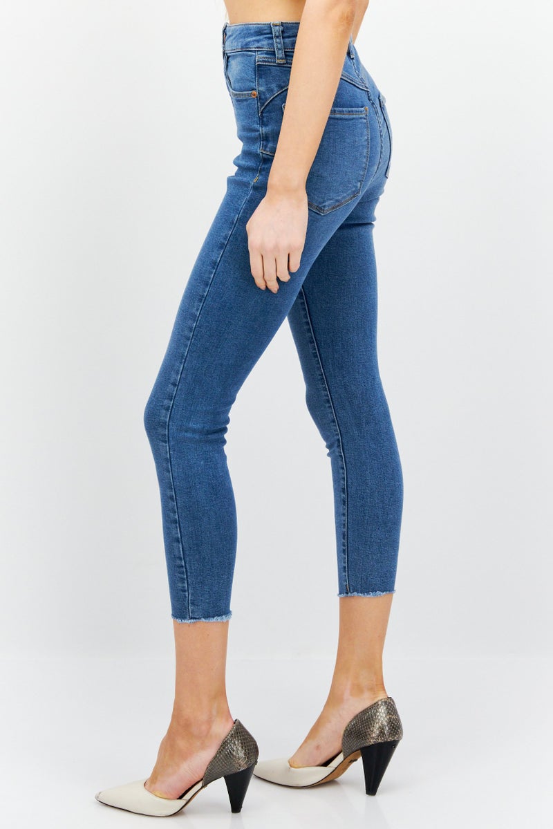 NEW LOOK Women Skinny Fit Mid Waist Washed Stretchable Denim, Blue - Image 4