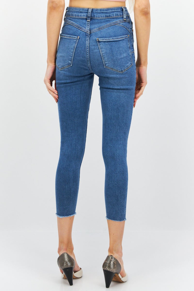 NEW LOOK Women Skinny Fit Mid Waist Washed Stretchable Denim, Blue - Image 3