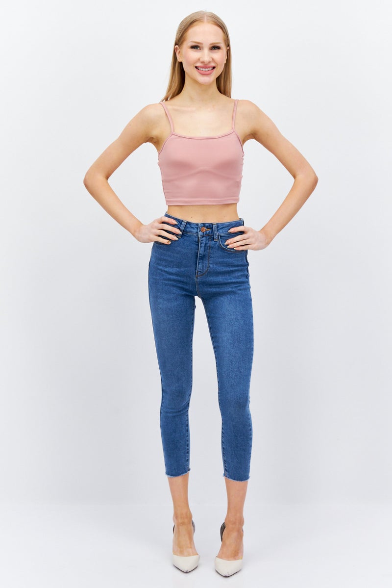 NEW LOOK Women Skinny Fit Mid Waist Washed Stretchable Denim, Blue - Image 4