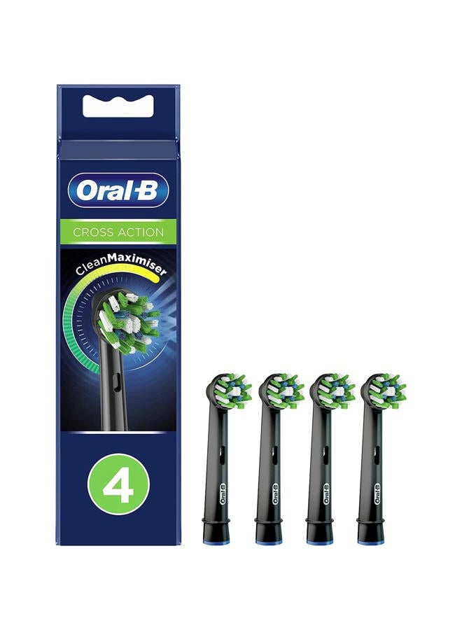 Oral-B Crossaction Electric Toothbrush Replacement Brush Head Refills, Black, 4 Count (Pack of 1)
