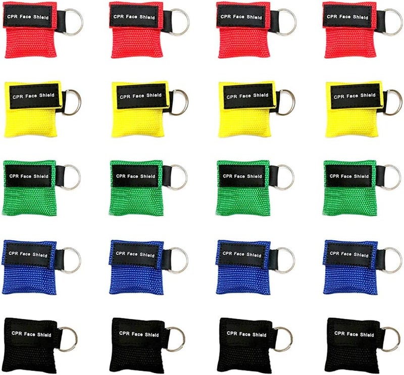 Aoutacc 1 قطعة مجموعة الإسعافات الأولية فارغة و 20 قطعة قناع وجه CPR مع سلسلة مفاتيح قناع يمكن التخلص منه مجموعة طوارئ قناع CPR قناع جيب وحقيبة إسعافات أولية فارغة - Image 3