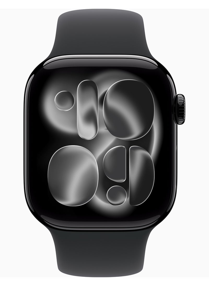 Apple Watch Series 11 GPS + Cellular 42mm (Middle East Version) Jet Black Aluminium Case With Black Sport Band - S/M - Image 2