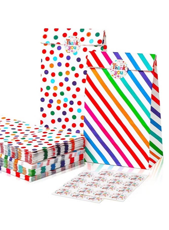 20 Pack Colorful Paper Bag Gift Bag with Thank You Sticker for Kids Party Birthday Sweet Goodie Candy Bakery - Image 1