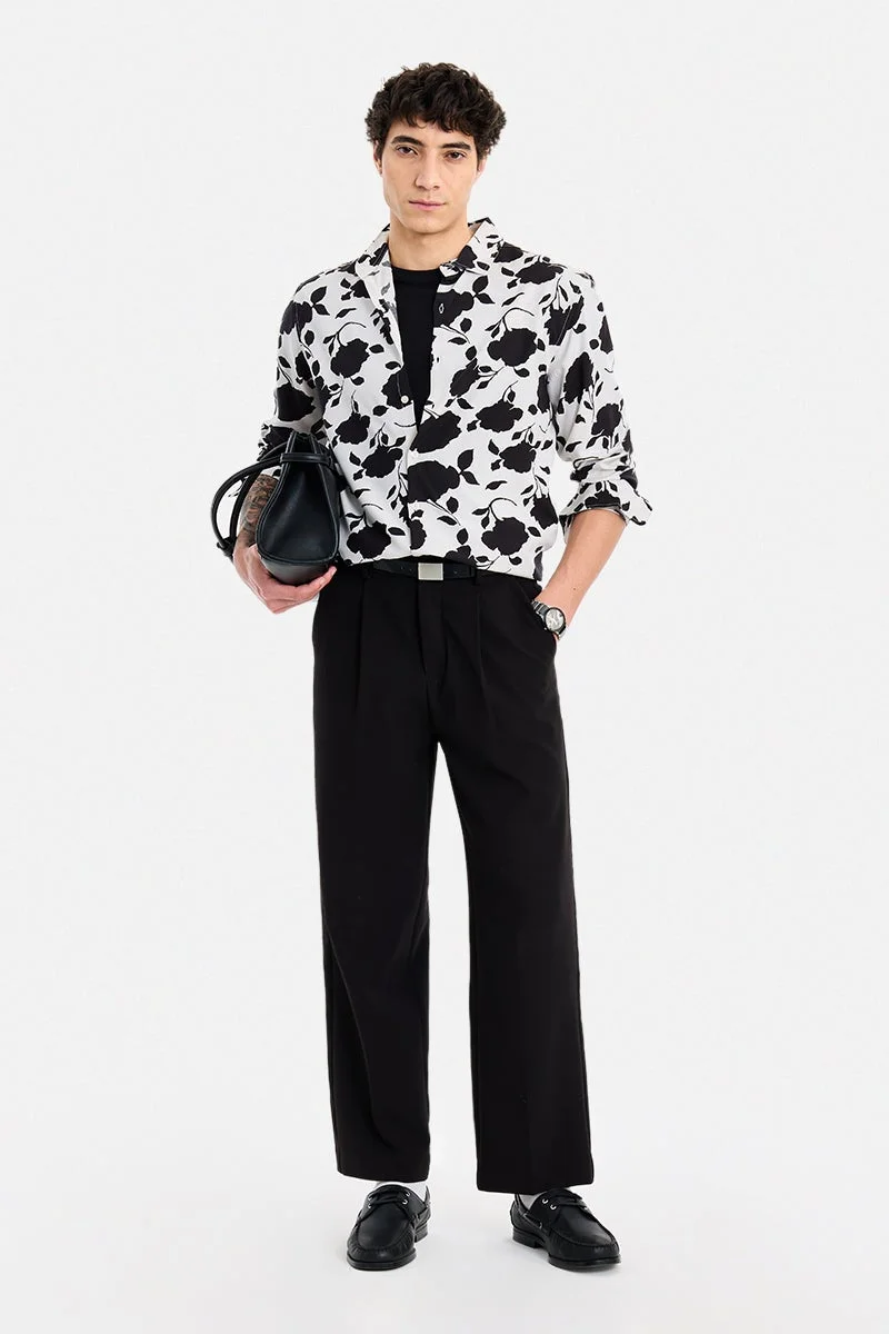 سنيتش Off White Floral Long Sleeve Regular Fit Shirt