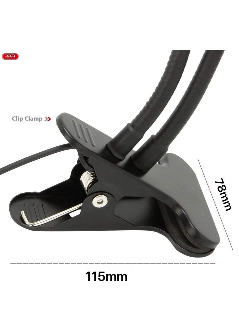 XO - XO L01 3.5 '' Smart Light with Gooseneck Stand & Phone Holder, 3 Color 10-Level Dimmable LED Desk Lamp with Clamp, Clip-on Ring Lights with Flexible Arm for Selfie, Web Conference, Streaming etc. - Image 1