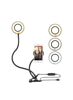 XO L01 3.5 '' Smart Light with Gooseneck Stand & Phone Holder, 3 Color 10-Level Dimmable LED Desk Lamp with Clamp, Clip-on Ring Lights with Flexible Arm for Selfie, Web Conference, Streaming etc.