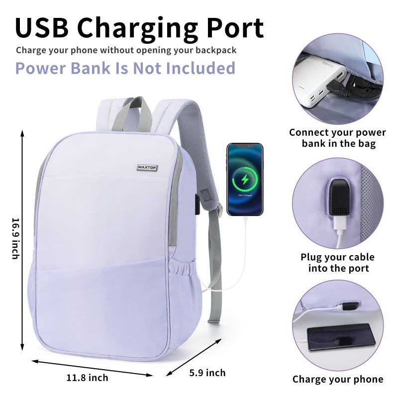 MAXTOP Deep Storage Laptop Backpack with USB Charging Port[Water Resistant] College Computer Bookbag Fits 16 Inch Laptop - Image 3