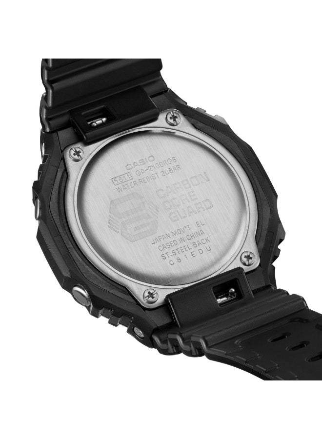 Casio G-Shock GA-2100RGB-1ADR “CasiOak” Analog-Digital Men’s Watch, Carbon Core Guard, Shock Resistant, 200M Water Resistant, Black Resin Band, RGB Dial Accents - Image 5