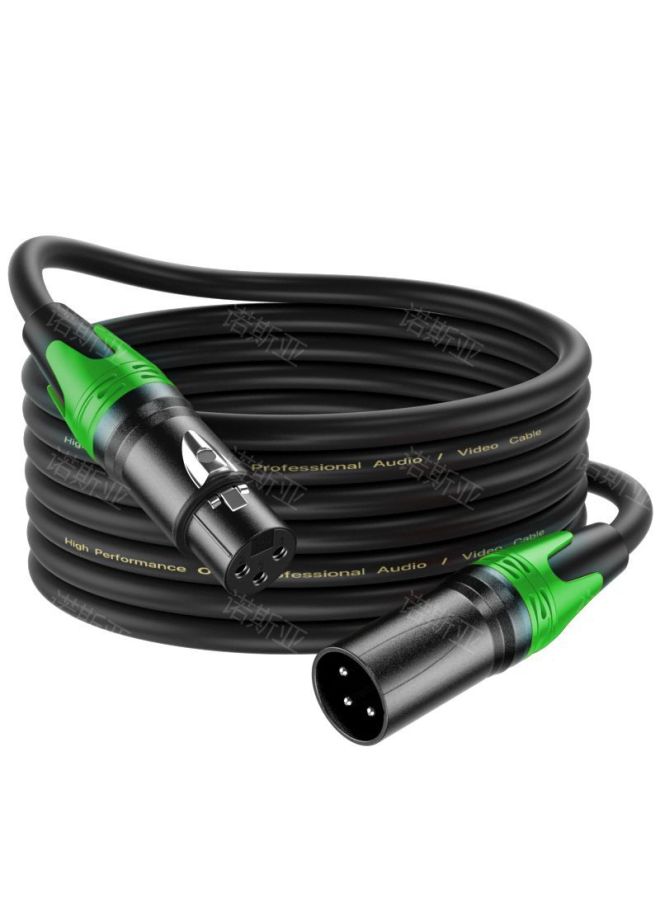 XLR Three-core Cannon Line Male To Female Audio Line KTV Audio Microphone Cable Professional Microphone Cannon-Color:☆Xlr Wire Green Tail Ring*ofc Oxygen-free Copper*3 Core*od6.0*black*pvc-Length:0.5m  - Image 1