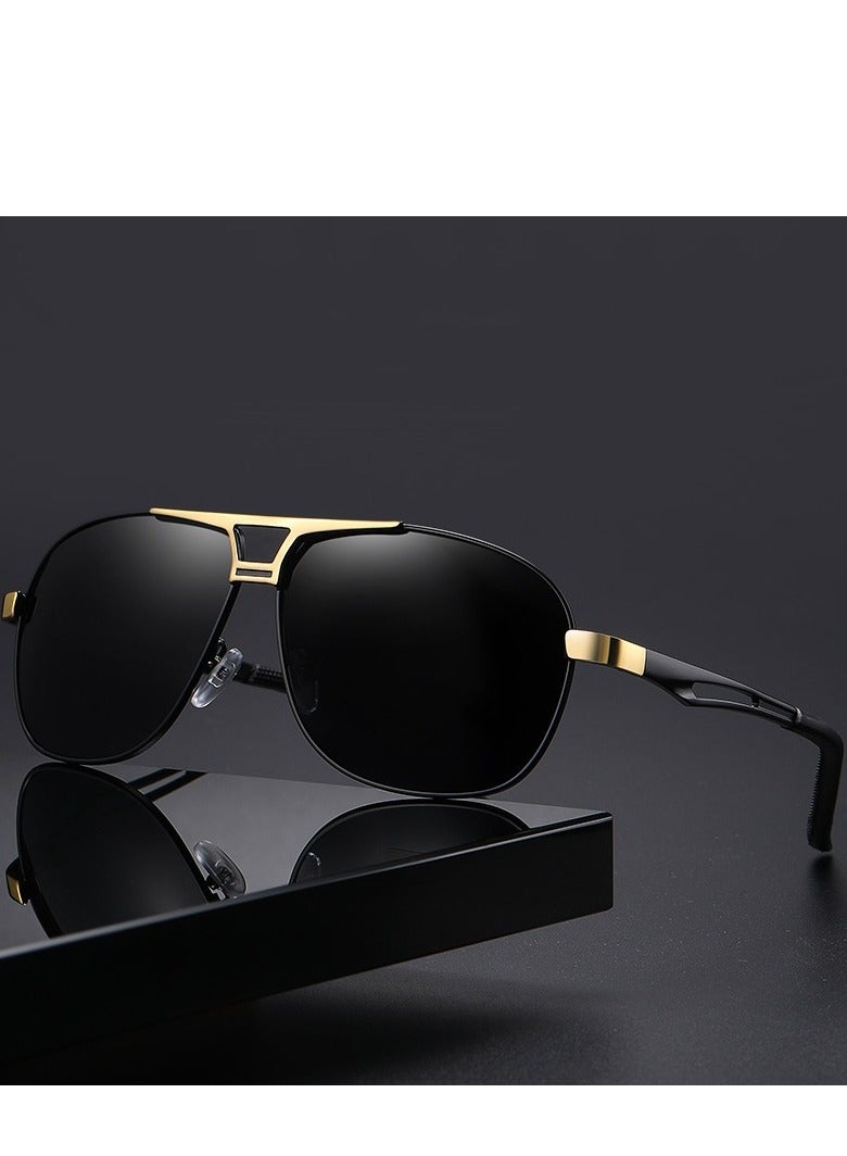 QZ New Men's Polarized Sunglasses Day and Night Color Changing Sunglasses Driving Sun Shade Glasses Gold Frame Color Changing Film - Image 3