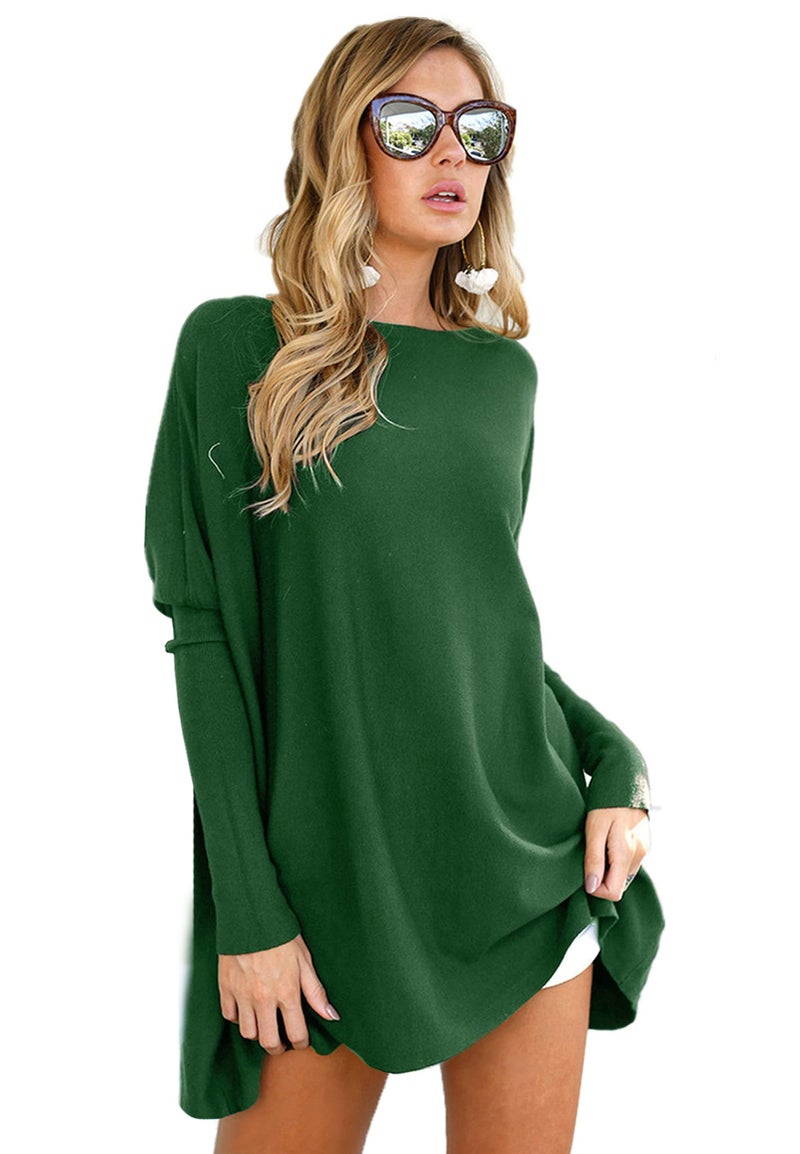 LIYOHON Oversized T Shirts for Women Tunic Tops to Wear with Leggings Long Sleeve Fall Sweaters Dressy Tops Green-M - Image 1