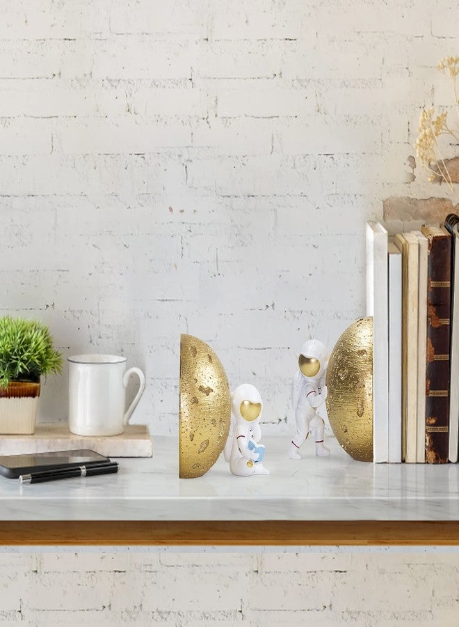 Banllis Heavy Duty Astronaut Bookends, Space-Themed Book Ends for Kids Room & Nursery Decor, Gold Moon Book Stoppers to Hold Books, Decorative Bookends for Shelves, Ideal for Boys and Girls - Image 5