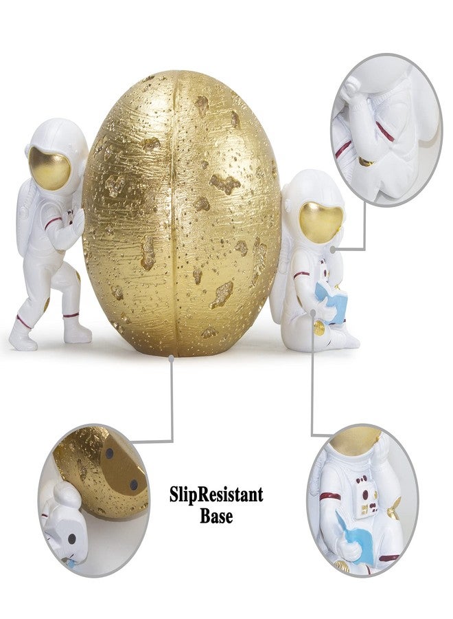 Banllis Heavy Duty Astronaut Bookends, Space-Themed Book Ends for Kids Room & Nursery Decor, Gold Moon Book Stoppers to Hold Books, Decorative Bookends for Shelves, Ideal for Boys and Girls - Image 4