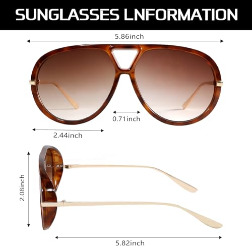 GUVIVI Retro Gold Aviator Sunglasses for Women Men, 2026 Metal Oversized 70s Aviators Black Vacation Beach Sun Glasses - Image 5