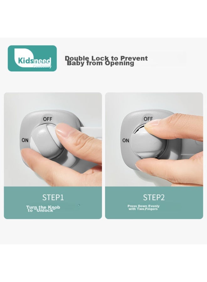 Kidsneed Kesdeni Drawer Lock, Child Safety Lock, Cabinet Door Drawer Anti-open Anti-pinch Handle, Baby Sliding Door Refrigerator Lock, 6-pack - Image 2
