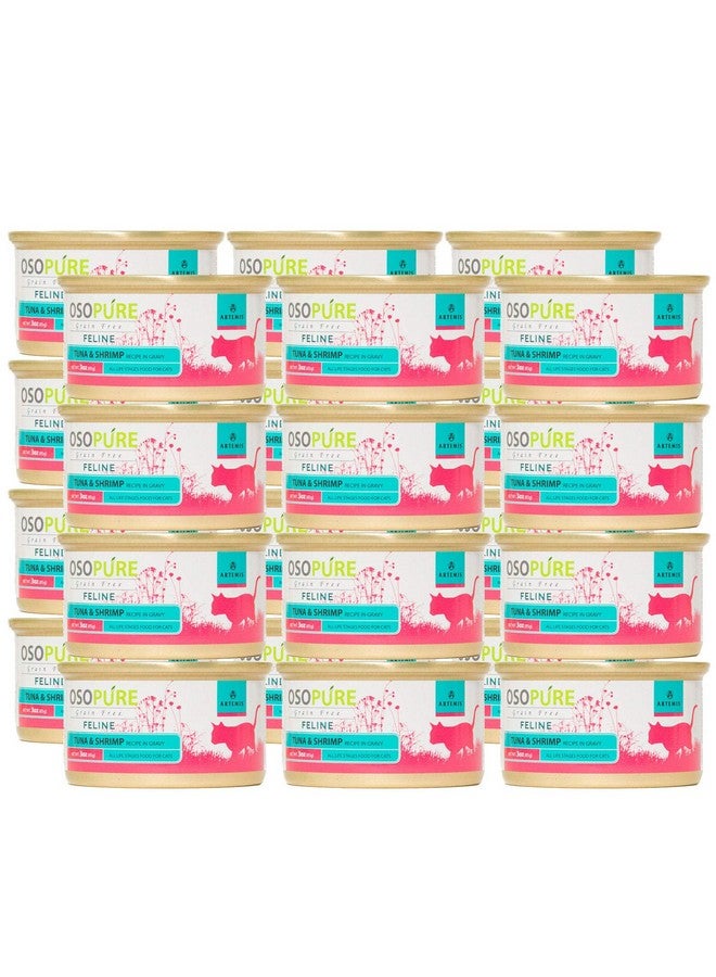 ARTEMIS Wet Canned Gravy Cat Food - OSOPURE Grain Free Limited Ingredient Formula Tuna Shrimp Protein Nutrition All Life Stages 3 oz Pack of 24 cans - Image 2