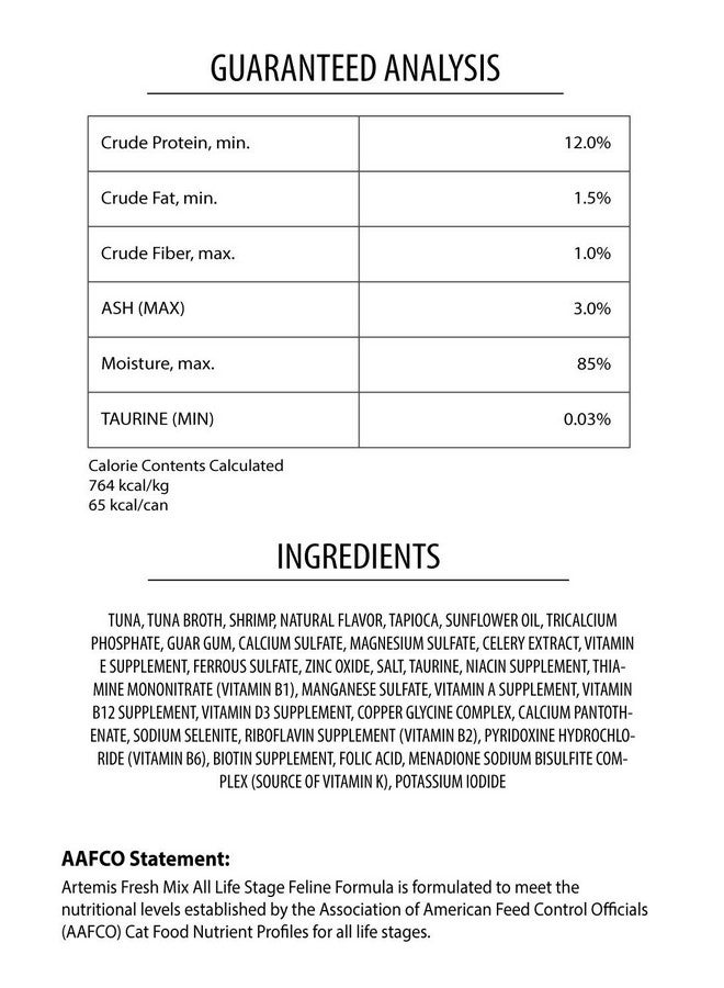 ARTEMIS Wet Canned Gravy Cat Food - OSOPURE Grain Free Limited Ingredient Formula Tuna Shrimp Protein Nutrition All Life Stages 3 oz Pack of 24 cans - Image 3