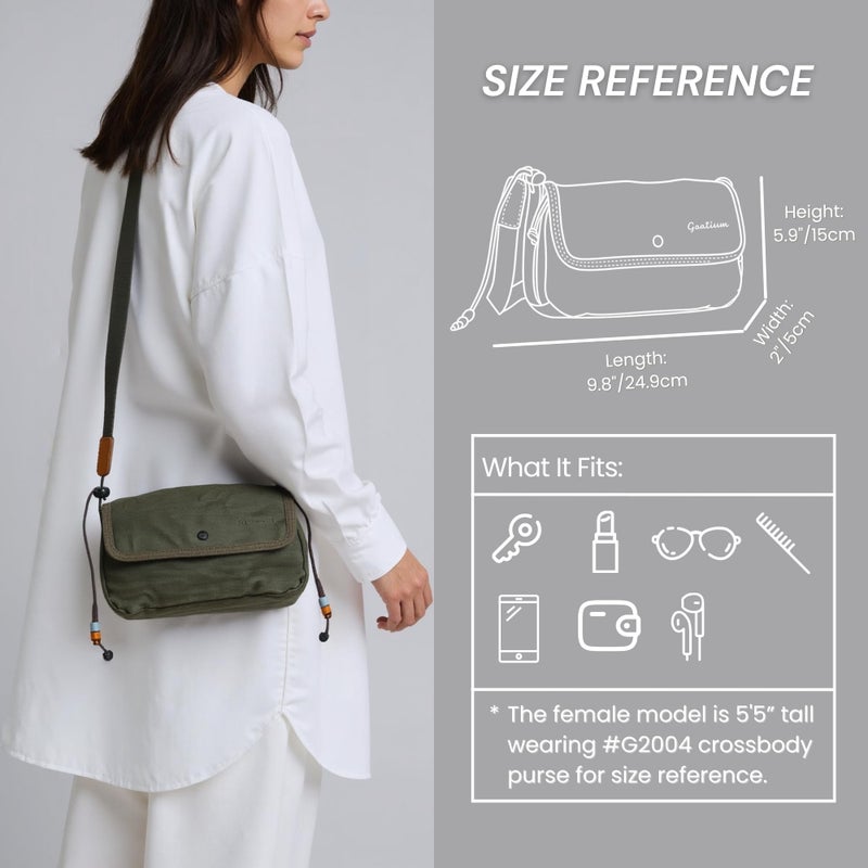 GOOTIUM Canvas Small Crossbody Purse - Flap Shoulder Bag Daily Essentials Pouch, Umber - Image 3