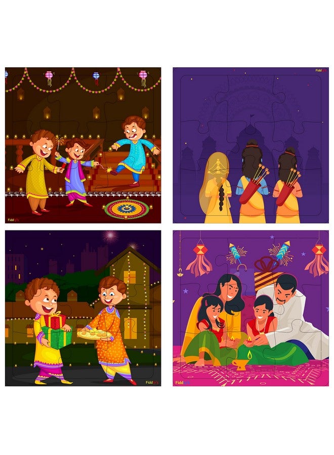 Fiddlys Wood Jigsaw Puzzles for Kids & Children -9 Pieces Age 3+ (Diwali Gift Pack of 4) - Image 1