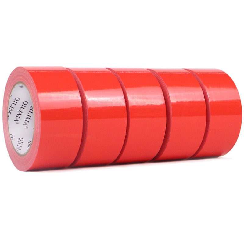 QILIMA 5-Pack Red Duct Tape, Professional Grade Duct Tape for Photographers,Industrial, Professional Use, 2 Inch X 30 Yards - Image 1