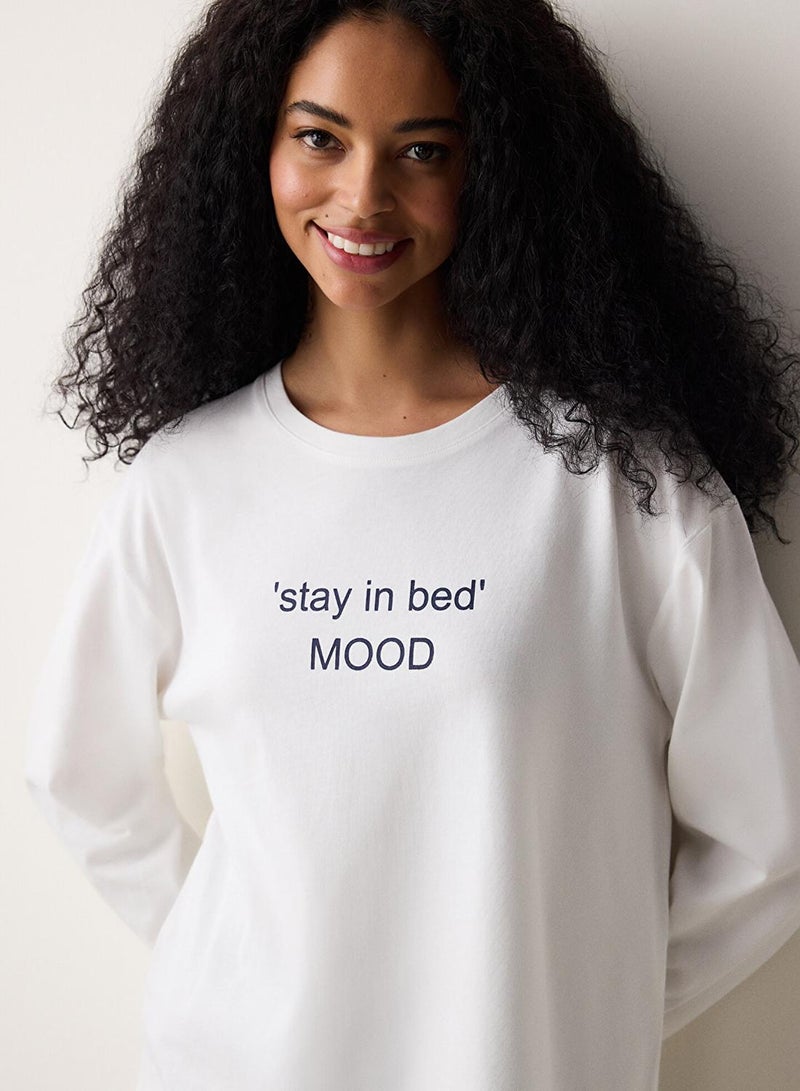 بنتي طقم بيجامة قطنية بنمط النوم - Image 2