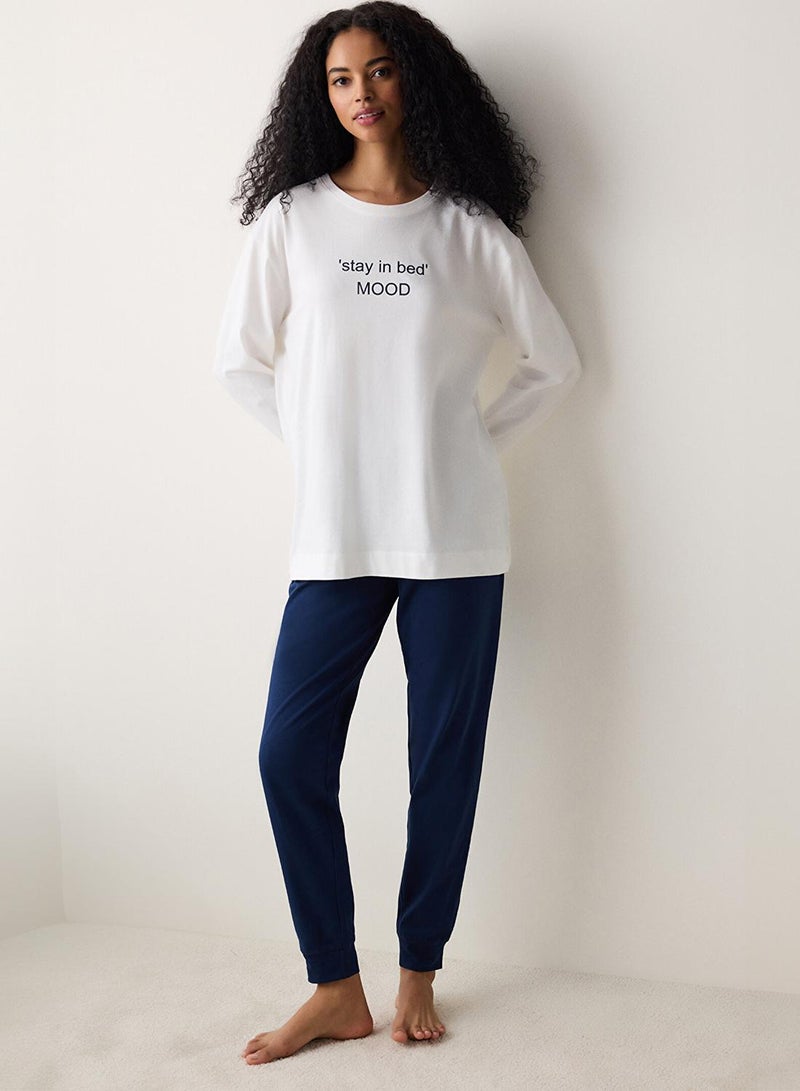 بنتي طقم بيجامة قطنية بنمط النوم - Image 1