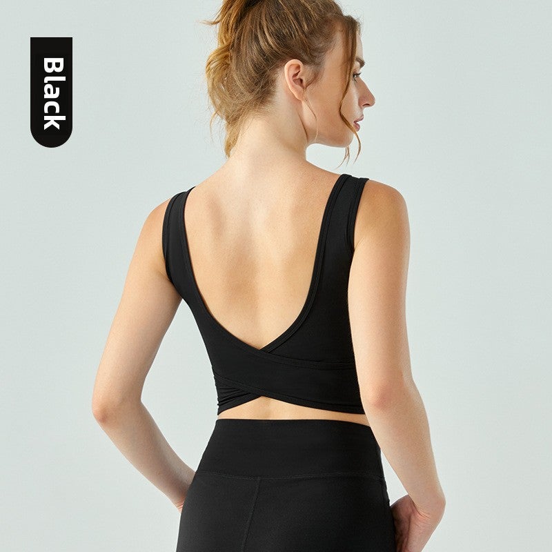 Generic Seamless Padded Yoga Tank Top Sleeveless Sportswear Black 