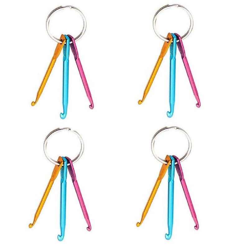 Zuoyou 4 Sets Mini Keychain Aluminum Crochet Hooks Knitting Needles 3 Sizes/Set (3mm,4mm,5mm) - Image 2