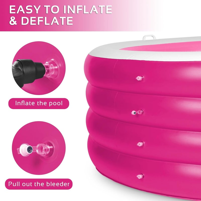 YOUMI Inflatable Pool, Large Deep Round 70"x30" Family Inflatable Swimming Pool with Handles, Summer Water Party, Kids, Outdoor, Garden Backyard, Suitable for Adults & 3+ Year Olds (Pink) - Image 3