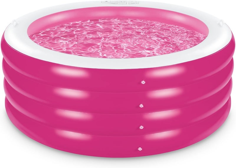 YOUMI Inflatable Pool, Large Deep Round 70"x30" Family Inflatable Swimming Pool with Handles, Summer Water Party, Kids, Outdoor, Garden Backyard, Suitable for Adults & 3+ Year Olds (Pink) - Image 1