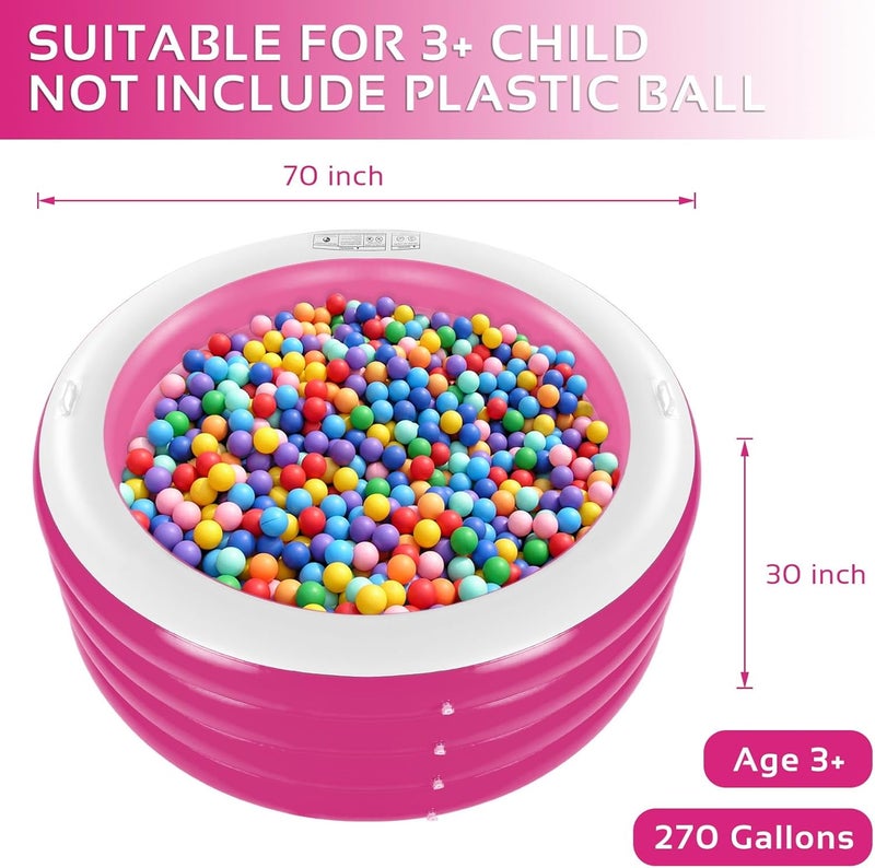 YOUMI Inflatable Pool, Large Deep Round 70"x30" Family Inflatable Swimming Pool with Handles, Summer Water Party, Kids, Outdoor, Garden Backyard, Suitable for Adults & 3+ Year Olds (Pink) - Image 2