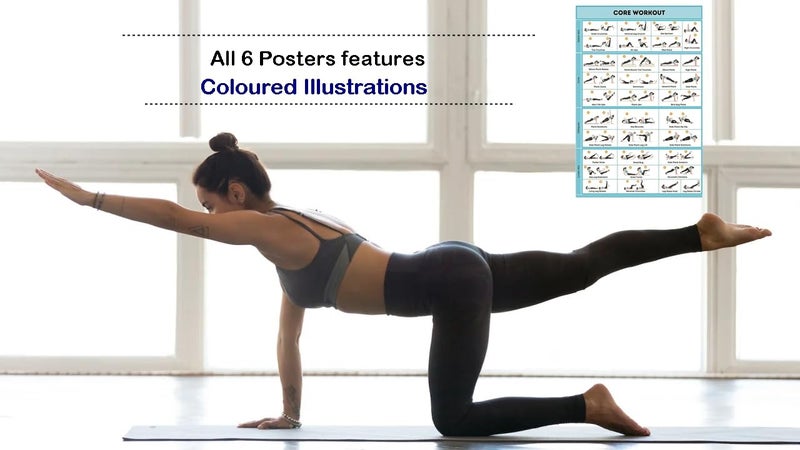 PIXELARTZ ملصق حائط ورقي لتمارين اليوغا ورسوم توضيحية للتمارين البدنية، مخطط للتمدد لتمرين كامل الجسم، ملصقات بجودة HD للمنزل، مكتب 12x18 بوصة (عبوة من 6 ملصقات) (06، كبير) - Image 5