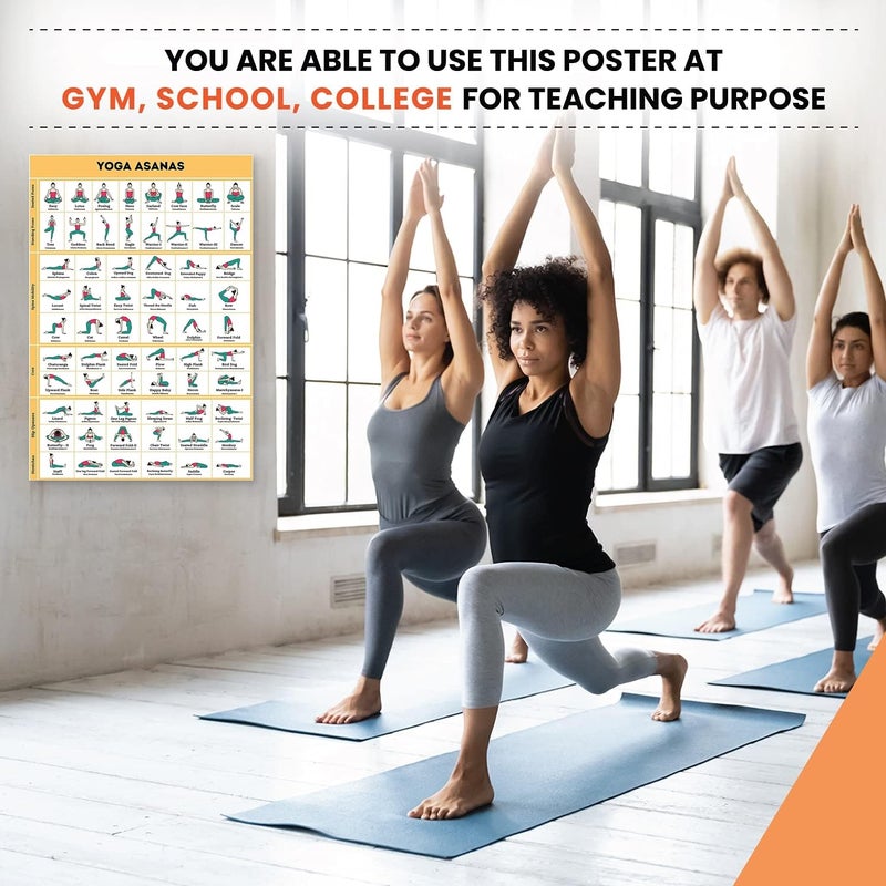 PIXELARTZ ملصق حائط ورقي لتمارين اليوغا ورسوم توضيحية للتمارين البدنية، مخطط للتمدد لتمرين كامل الجسم، ملصقات بجودة HD للمنزل، مكتب 12x18 بوصة (عبوة من 6 ملصقات) (06، كبير) - Image 3