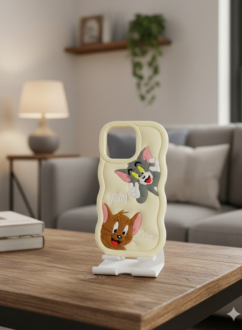 Grace Tom and Jerry 3D Cartoon Phone Case for iPhone 16 Pro Max– Cute  Character Protective Cover - Image 1