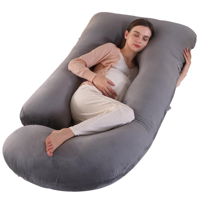 PREGNANCY PILLOW57 INCHES U SHAPED MATERNITY PILLOW WITH REMOVABLE COVER FULL BODY PILLOW SUPPORT FOR BACK HIPS LEGS BELLY