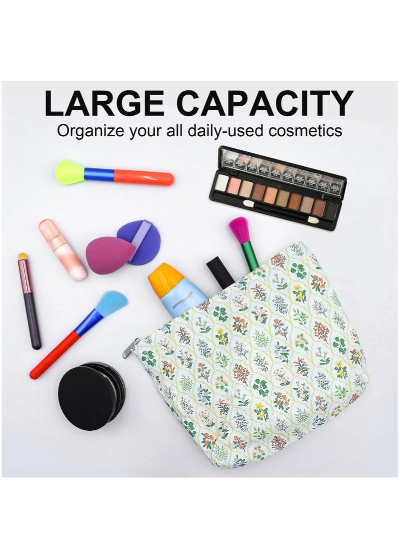 KASTWAVE Makeup Bag for Women, Flower Cosmetic Bag, Large Capacity Canvas Makeup Pouch with Zipper, Personalized Small Makeup Bag for Women Zipper Pouch Organizer Bags Gift Idea  - Image 3