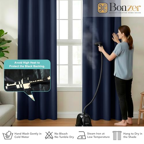 BONZER 100% Blackout Curtains 84 inches Long for Bedroom- 4 Panels Full Light Blocking Window Drapes, Single Layer Room Darkening Curtain with Black Backing for Living Room, Kids Room, Navy Blue - Image 5