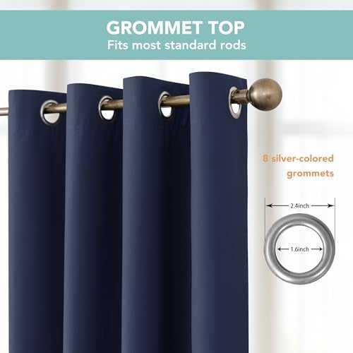 BONZER 100% Blackout Curtains 84 inches Long for Bedroom- 4 Panels Full Light Blocking Window Drapes, Single Layer Room Darkening Curtain with Black Backing for Living Room, Kids Room, Navy Blue - Image 4