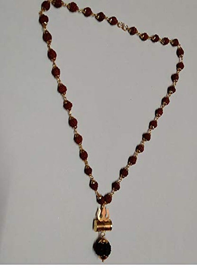 WONIRY After Cars Rudraksha 36+1 Black Panchmukhi Lord Shiv Shambhu Mahadev Trishul Damroo Brass Kavach Locket Pendant Neck Chain with Bracelet for Men and Women Combo Set of-2 - Image 3