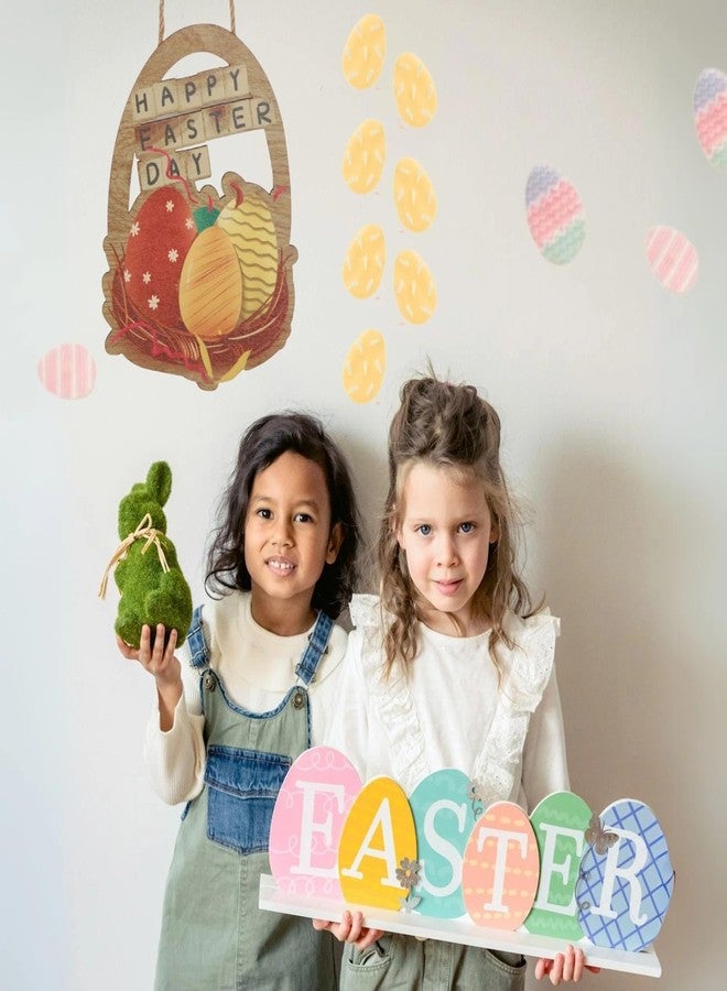 BovcTrraann Wooden Easter Door Decorations, Colorful Eggs Bunny Easter Door Sign with Rope, Door Decorations Hanging, Wall Decor for Spring Holiday Front Door Window Wall Indoor Outdoor (Egg) - Image 4