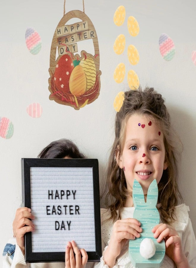 BovcTrraann Wooden Easter Door Decorations, Colorful Eggs Bunny Easter Door Sign with Rope, Door Decorations Hanging, Wall Decor for Spring Holiday Front Door Window Wall Indoor Outdoor (Egg) - Image 3