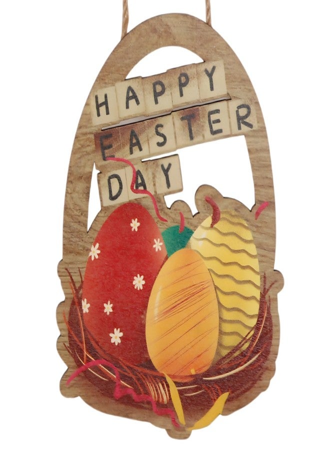 BovcTrraann Wooden Easter Door Decorations, Colorful Eggs Bunny Easter Door Sign with Rope, Door Decorations Hanging, Wall Decor for Spring Holiday Front Door Window Wall Indoor Outdoor (Egg) - Image 1