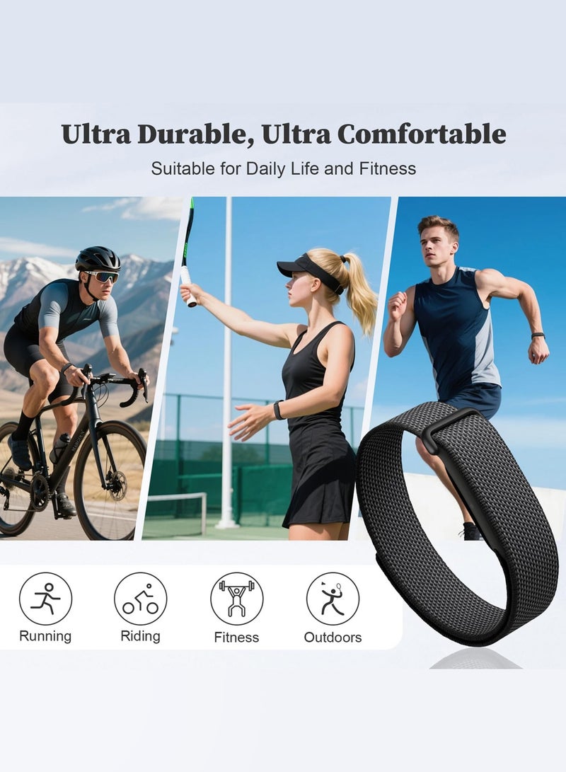 MARGOUN Woven Nylon Sport Loop Band for Fitbit Air – Breathable Elastic Replacement Strap with Secure Hook-and-Loop Fastener – Comfortable Lightweight Wristband  - Black black - Image 5