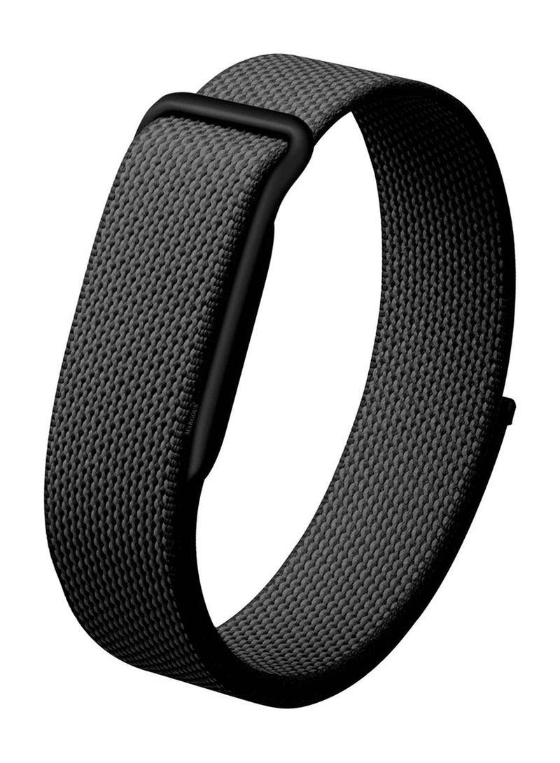 MARGOUN Woven Nylon Sport Loop Band for Fitbit Air – Breathable Elastic Replacement Strap with Secure Hook-and-Loop Fastener – Comfortable Lightweight Wristband  - Black black - Image 1