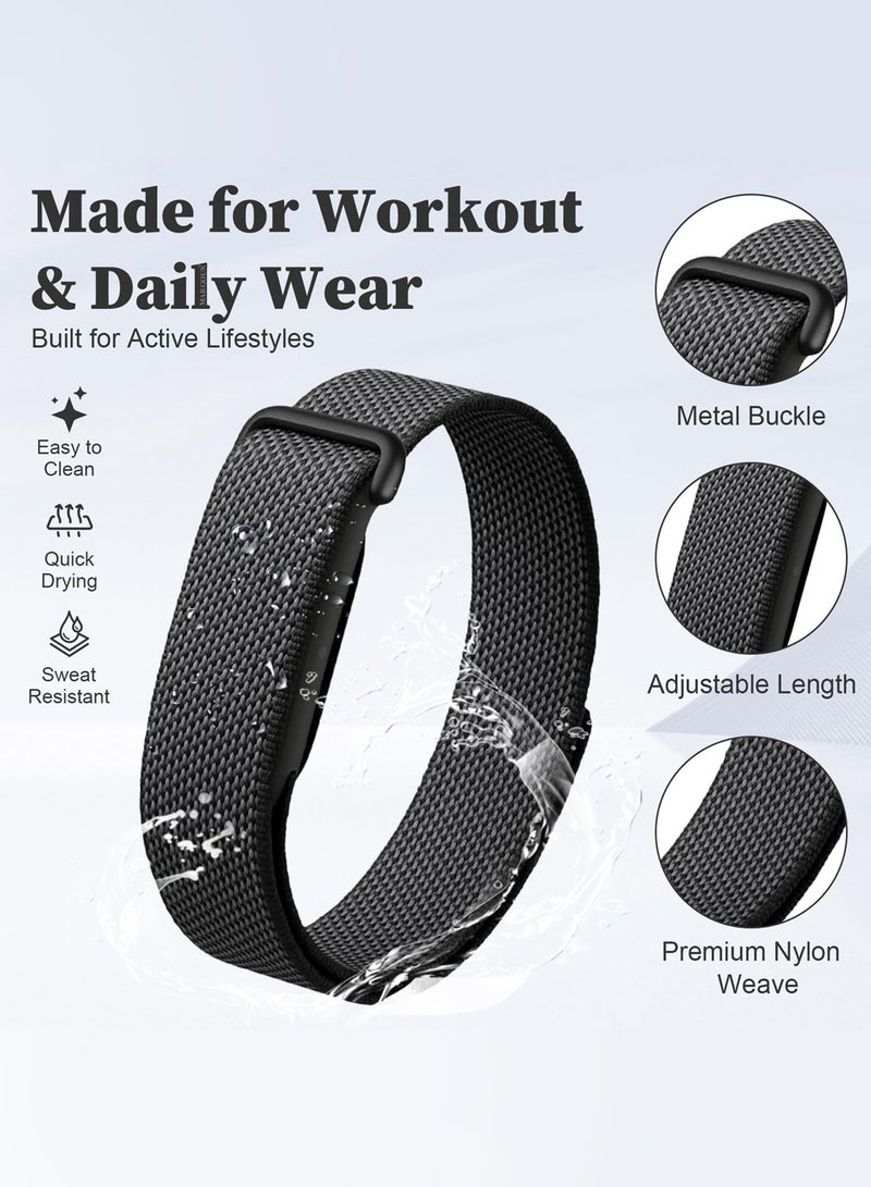 MARGOUN Woven Nylon Sport Loop Band for Fitbit Air – Breathable Elastic Replacement Strap with Secure Hook-and-Loop Fastener – Comfortable Lightweight Wristband  - Black black - Image 4