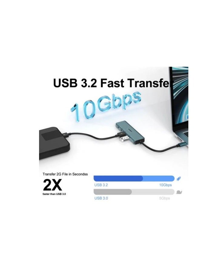 Onten UC622 10Gbps USB-C / Type-C to 2 x USB + 2 x USB-C / Type-C 4 in 1 HUB Docking Station (Green) - Image 3