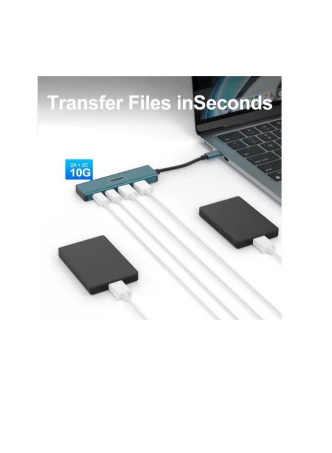 Onten UC622 10Gbps USB-C / Type-C to 2 x USB + 2 x USB-C / Type-C 4 in 1 HUB Docking Station (Green) - Image 4